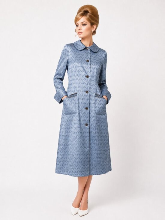 Vintage Other - VINTAGE 60s Satin Brocade Robe Duster Housecoat Blue Floral OS